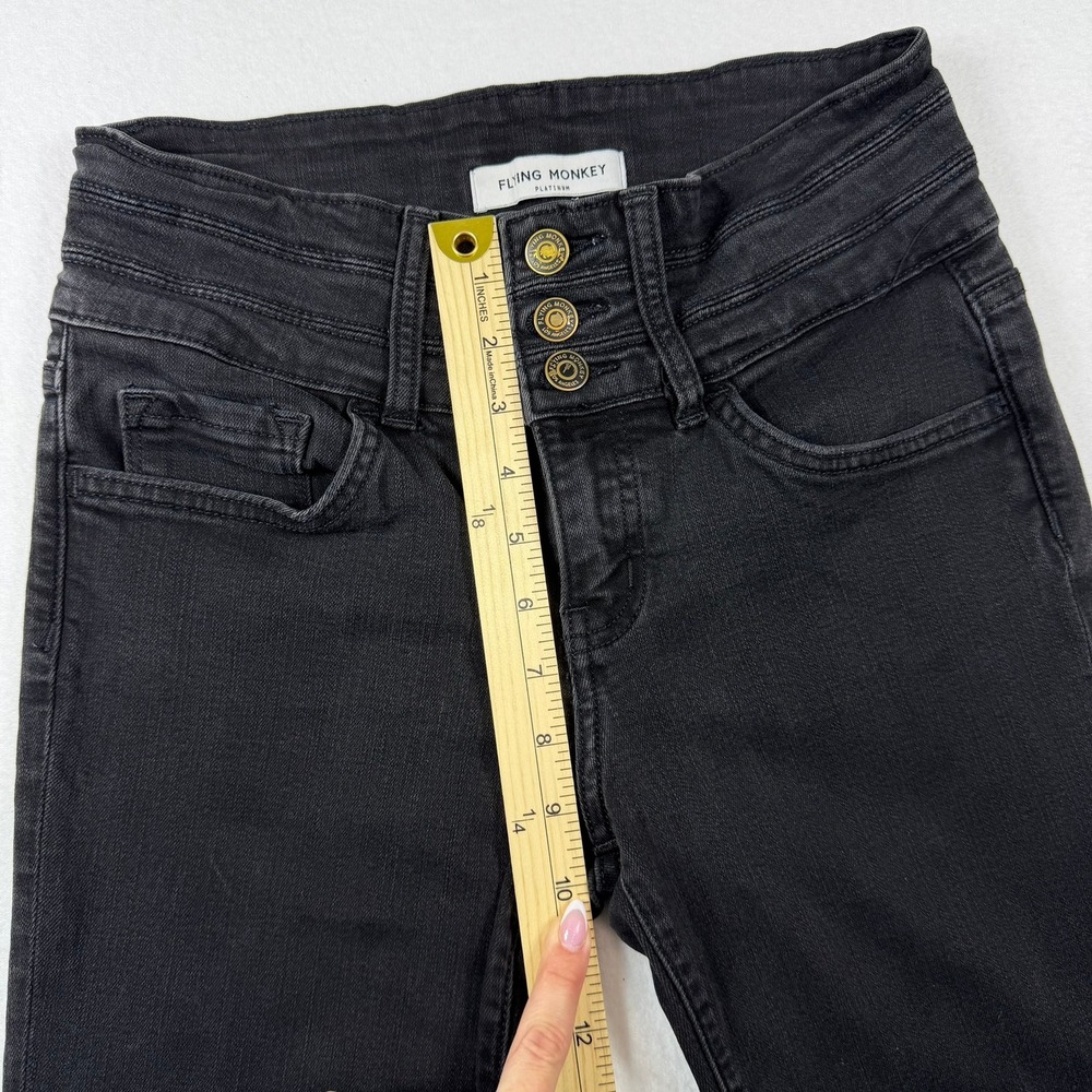 Flying Monkey Platinum High Rise Skinny Jeans Black Raw Hem Y3333-E Womens 27 - Picture 8 of 9